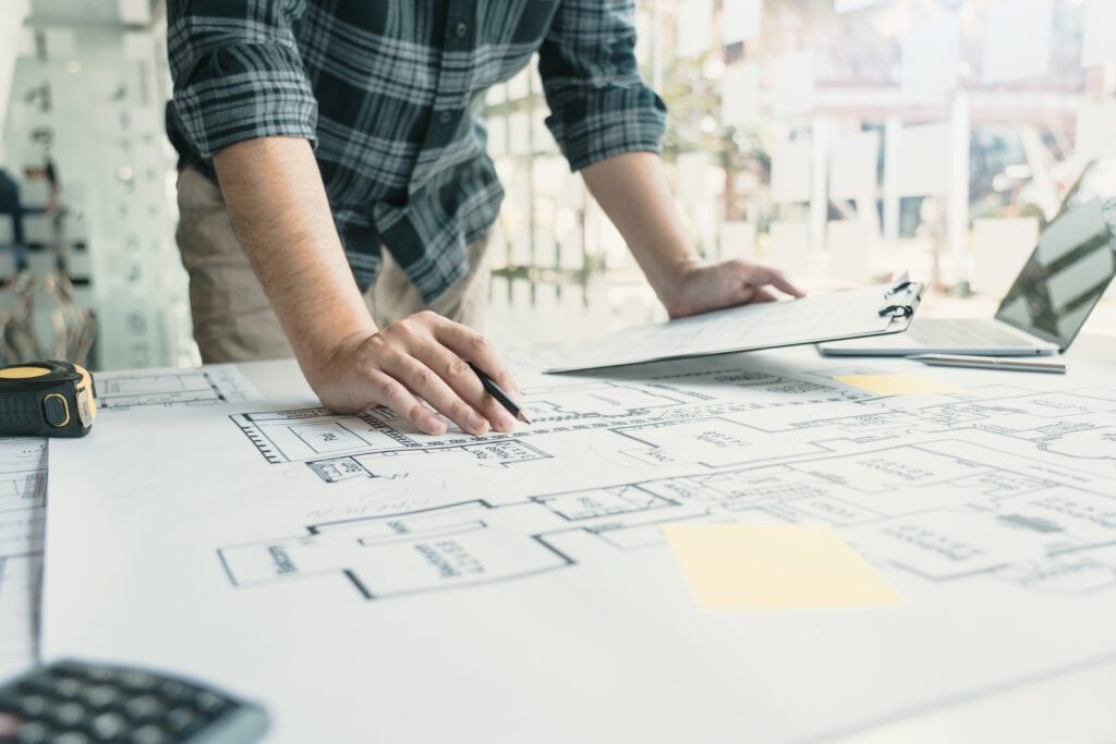 commercial kitchen contractor designing and planning a kitchen layout