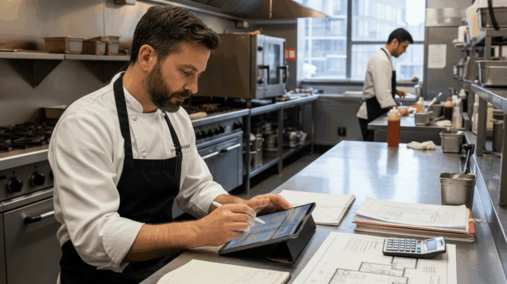 chef budgeting in the kitchen.